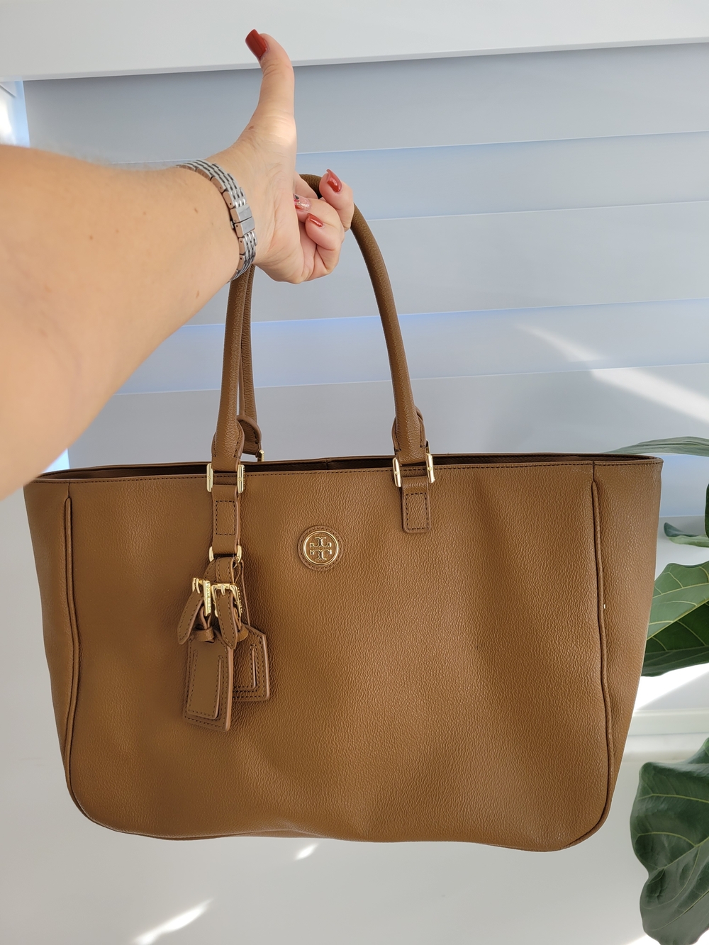 Tory Burch Brown Leather Tote Bag